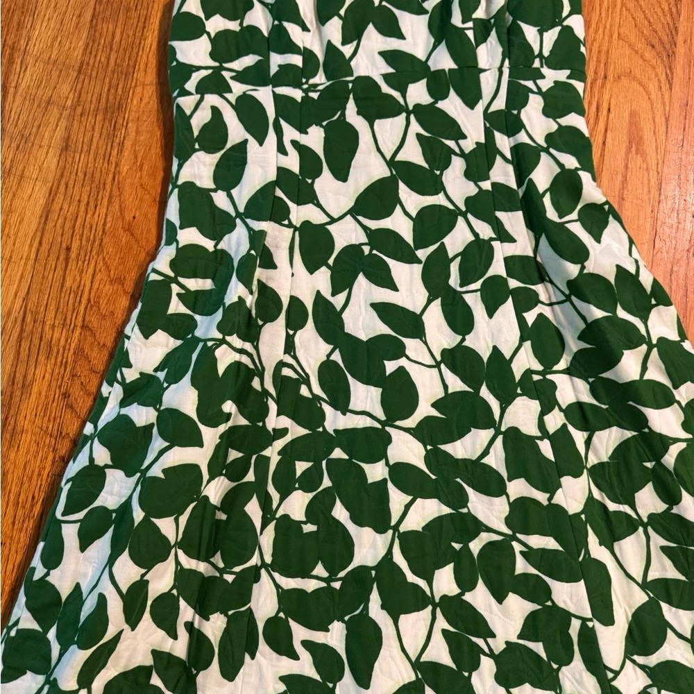 Kate Spade 10 Dress Garden Leaves Pique Fit Flare lined V neck lined - Picture 14 of 16